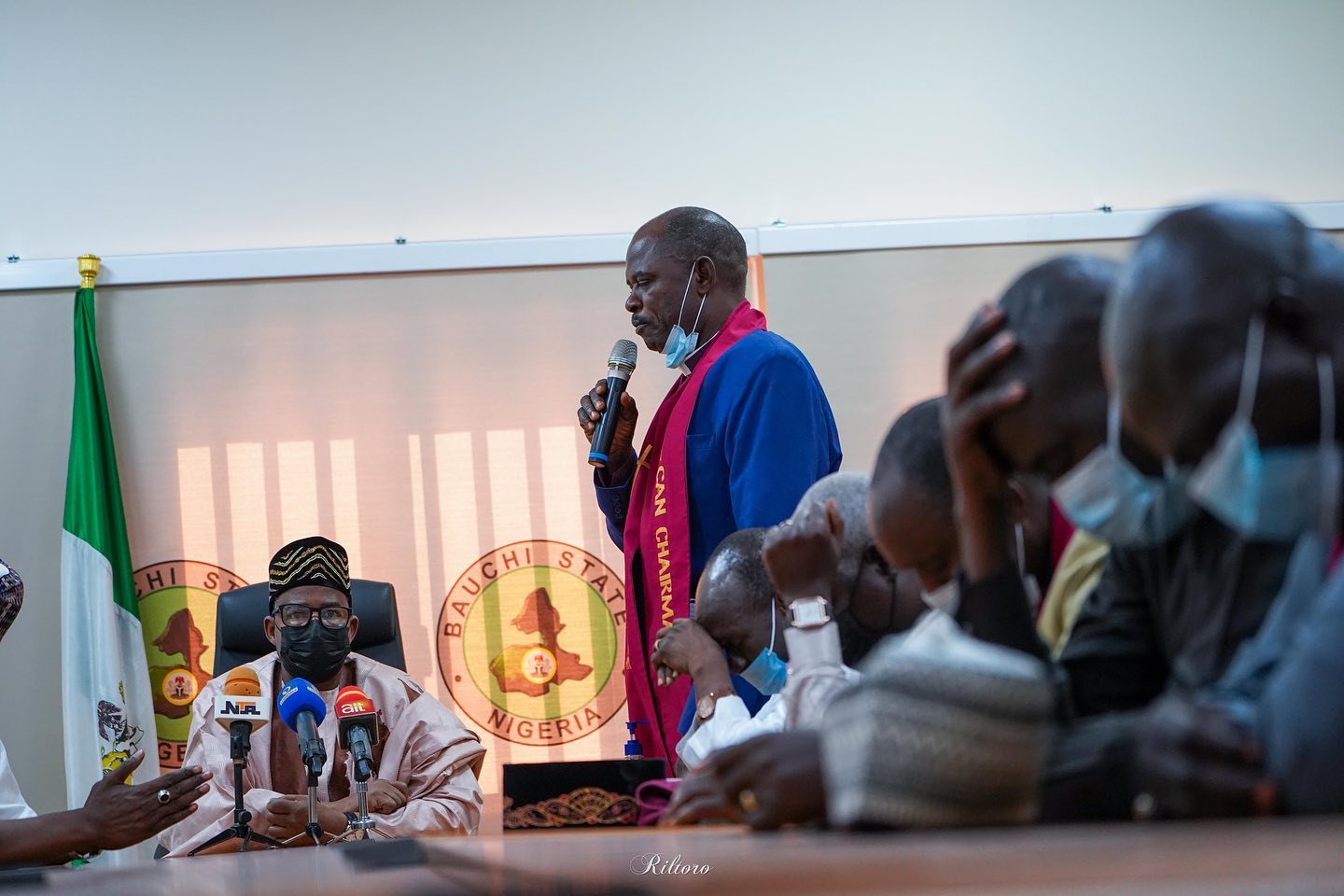 Governor Bala Mohammed when the Chairman, Christian Association of Nigeria (CAN), Rev. Abraham Damina, led the Christian communities on a Christmas homage to him in Bauchi on Saturday.