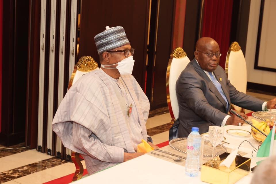 Buhari with Nana Addo Akufo-Addo at the dinner