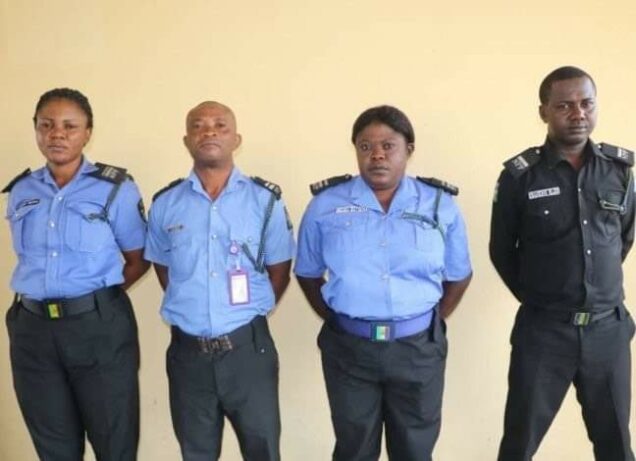 The four police officers arrested for extortion on the order of Mr Babaji Sunday, the Commissioner of Police, FCT .