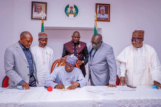 Governor Simon Lalong signs the budget bill
