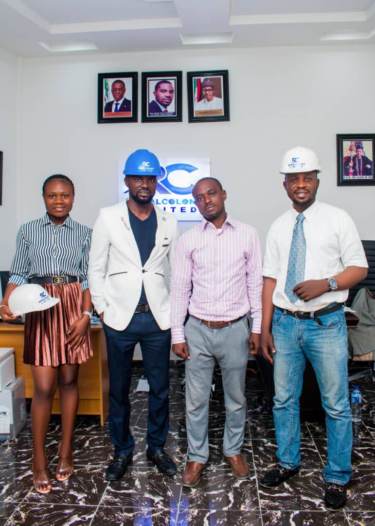From left: Miss Mercy, Sales Coordination, CEO, Royal Colony Limited, Kolade Afeez Oladigbolu, Mr Mark Joseph, Mr Adeyemi Alatise (Project manager)