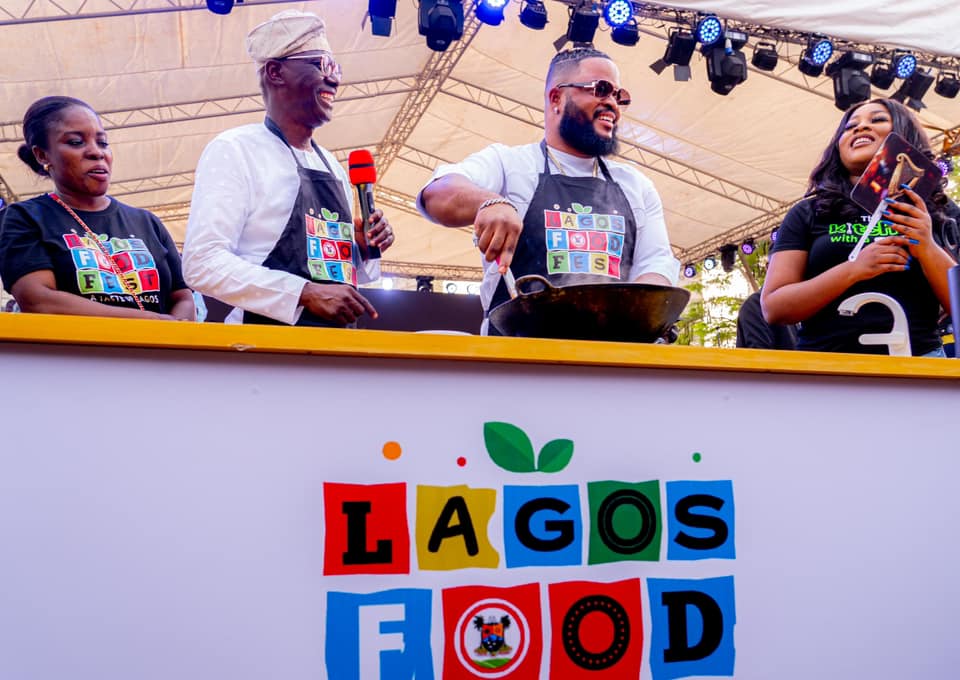 Gov. Babajide Sanwo-Olu and Whitemoney at the Lagos State Food Festival