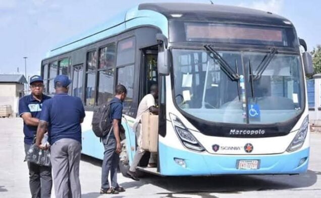 Lagos residents enjoying free BRT ride