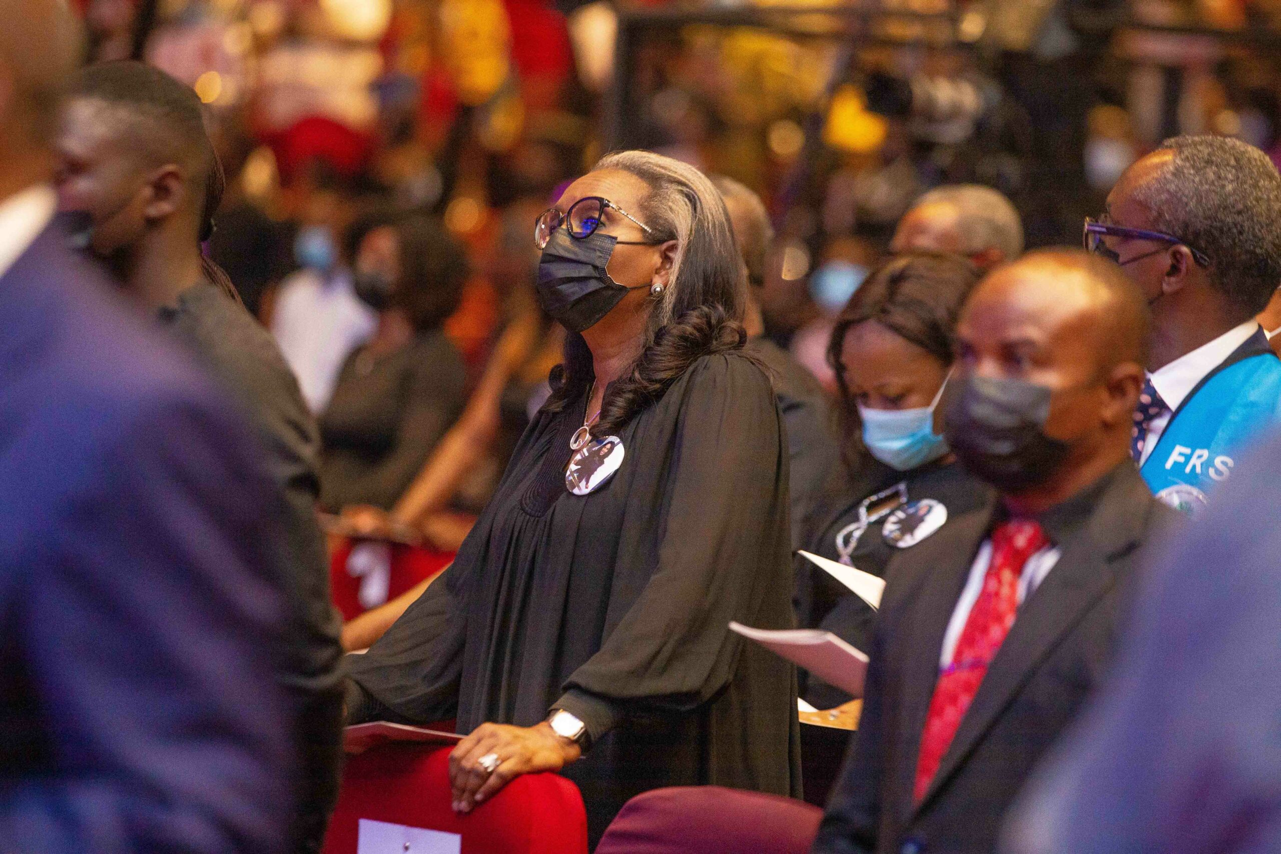 Mrs Ibukun Awosika at the funeral service for the late Pastor Nomthi Odukoya in Lagos, on Tuesday
