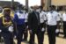Permanent Secretary, Chief of Staff, Wale Musa inspecting guard of honour at the passing out parade of trained law enforcement officers in Lagos. With him is LETI CEO, Dr. Adegboyega Bajulaiye