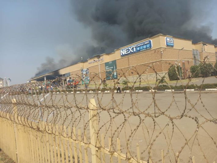 NEXT Cash and Carry supermarket in Abuja on fire