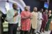 Amaechi Okonkwo, Chairman Correspondents' Chapel Rivers NUJ,(with microphone) making a remark during the Thanksgiving Service and some members.