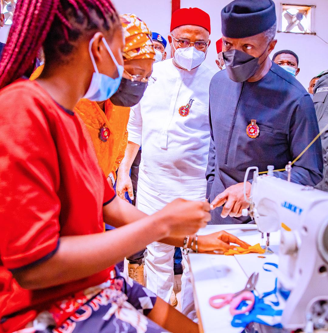 Osinbajo st MSME clinic with Governnor Uzodimma and Amb. Mariam Katagum, minister of state for trade