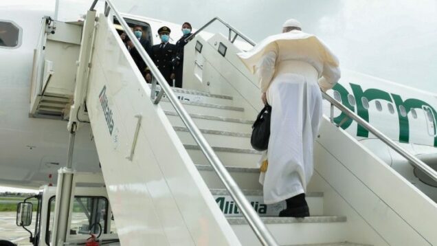 Pope Francis boards the Papal plane for Cyprus
