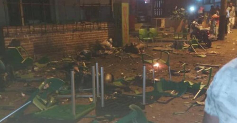 After the blast: Scattered chairs and tables at the Beni restaurant east Congo