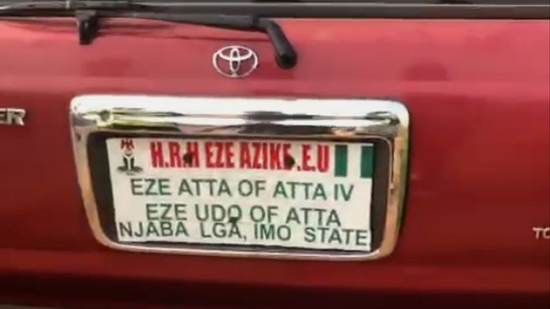 The plate number of Eze Azike's car 