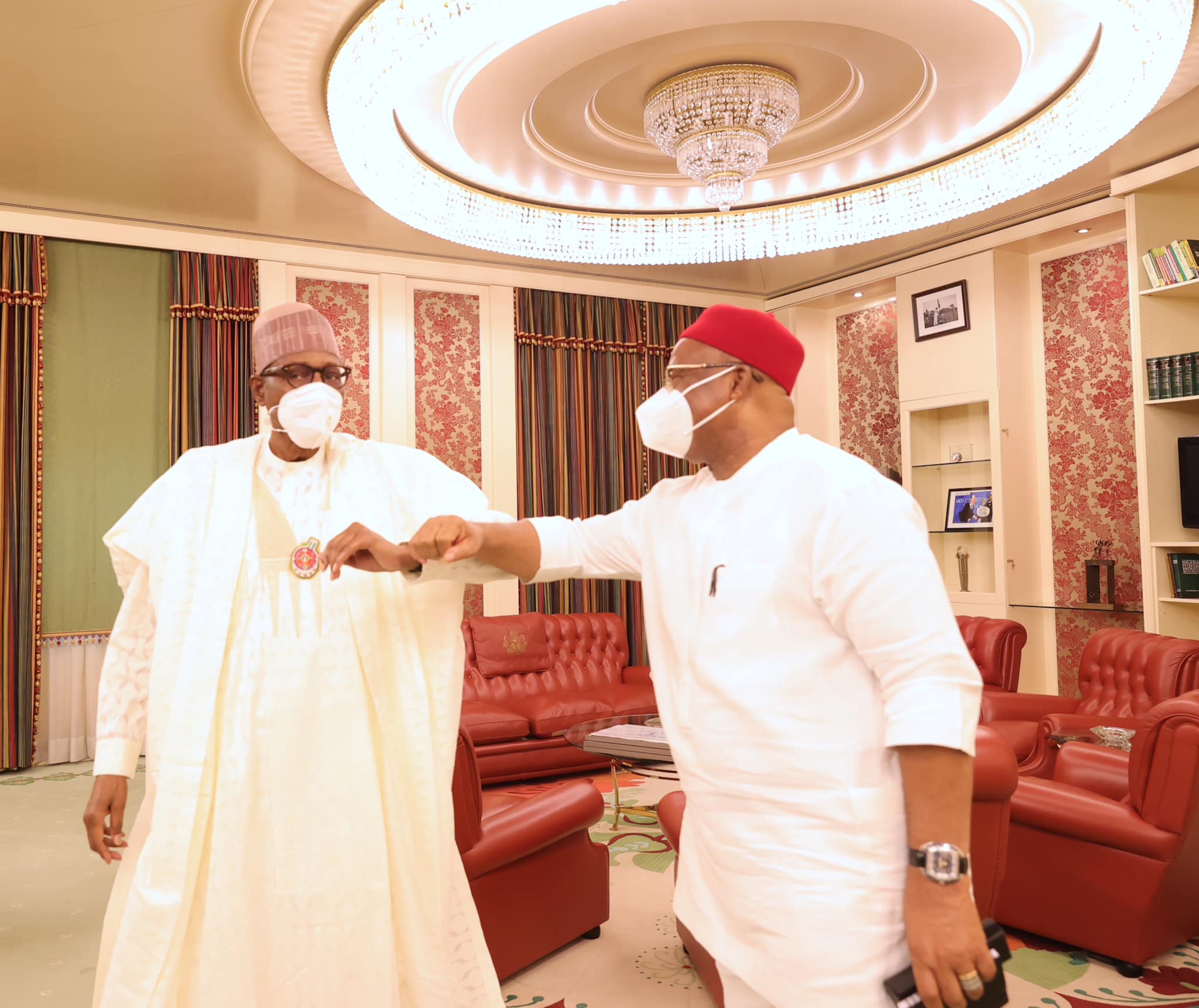 President Muhammadu Buhari and Governor Hope Uzodinma of Imo State at Aso rock presidential villa on Tuesday