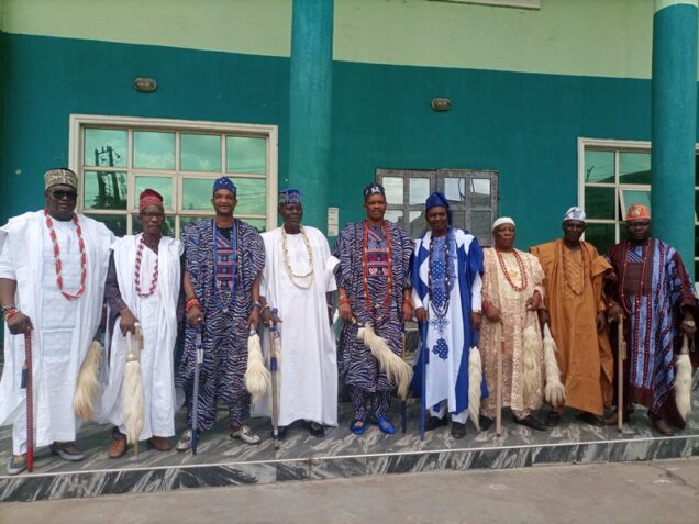 Some of the demoted Obas who pledged loyalty to Governor Dapo Abiodun after their legal victory