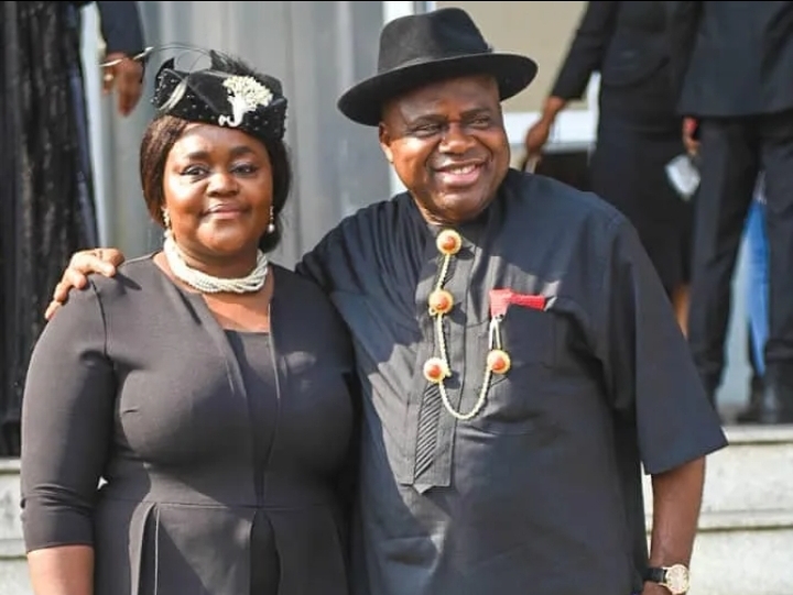 Gov. Douye Diri of Bayelsa State and his wife, Patience Ama Zuofa Diri