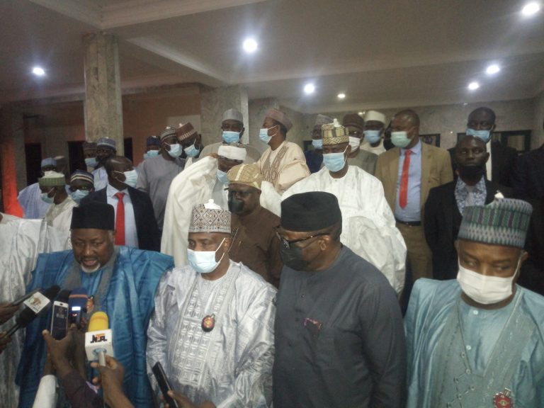 Governor Aminu Tambuwal speaking during the condolence visit by a delegation of Nigeria Governors' Forum to Sokoto on Tuesday