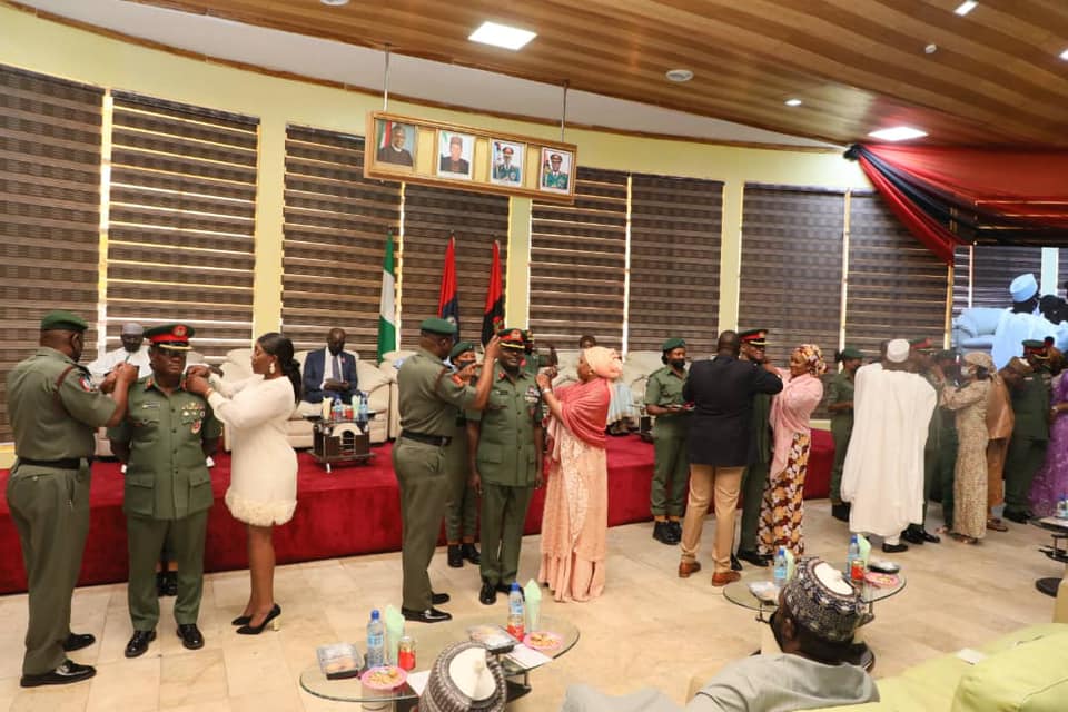 The new Army Generals being decorated in Abuja on Wednesday
