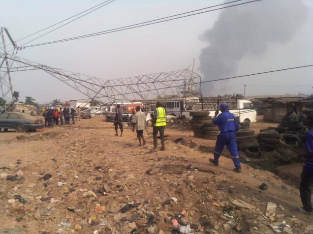 the collapsed power towers in Lagos