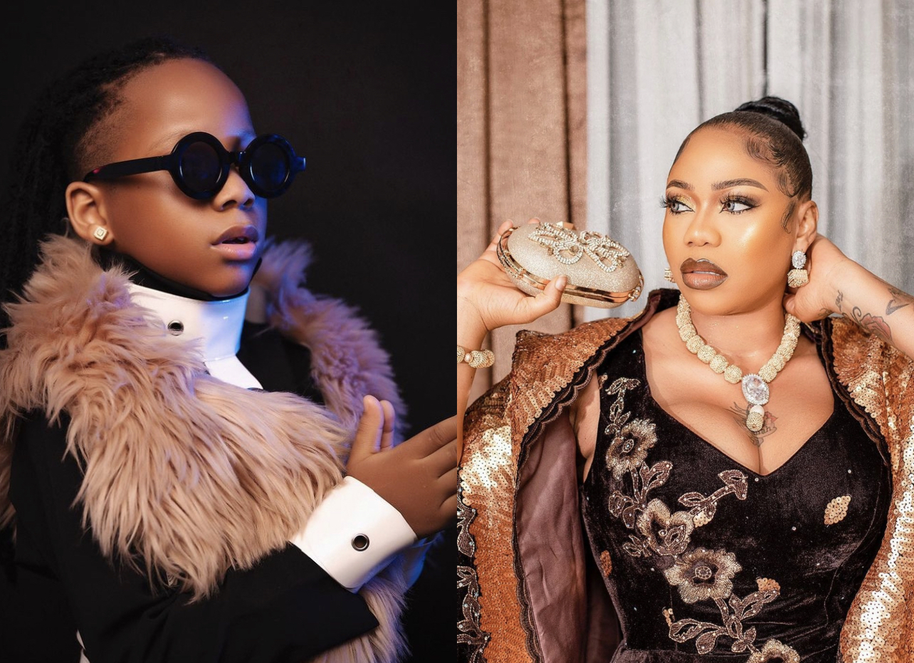 Toyin Lawani and son