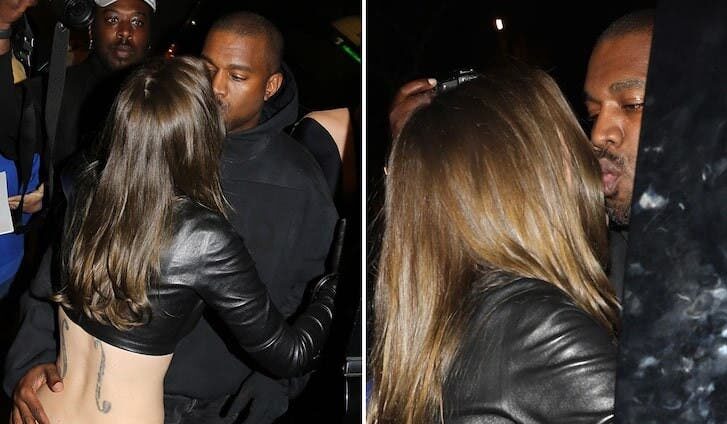 Kanye West and Julia Fox kissing