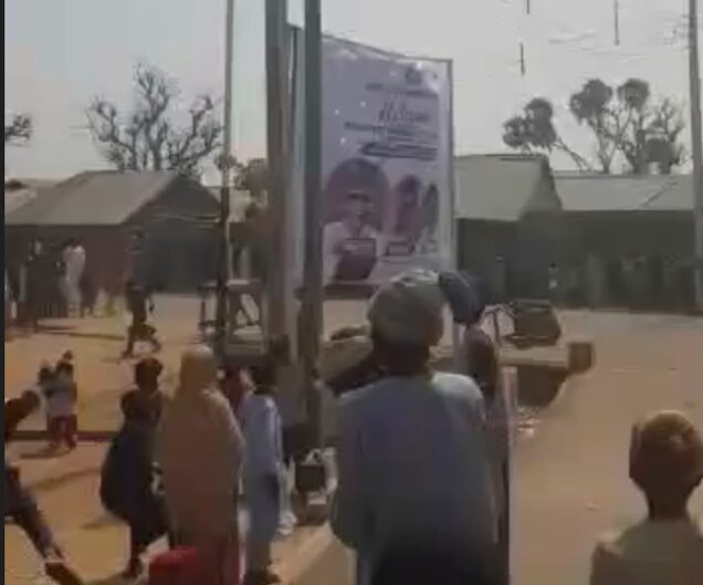 A Buhari poster in Zaria before it was pulled down by the mob
