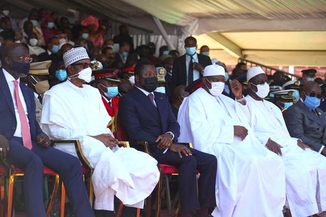 Buhari and others at Barrow's inauguration