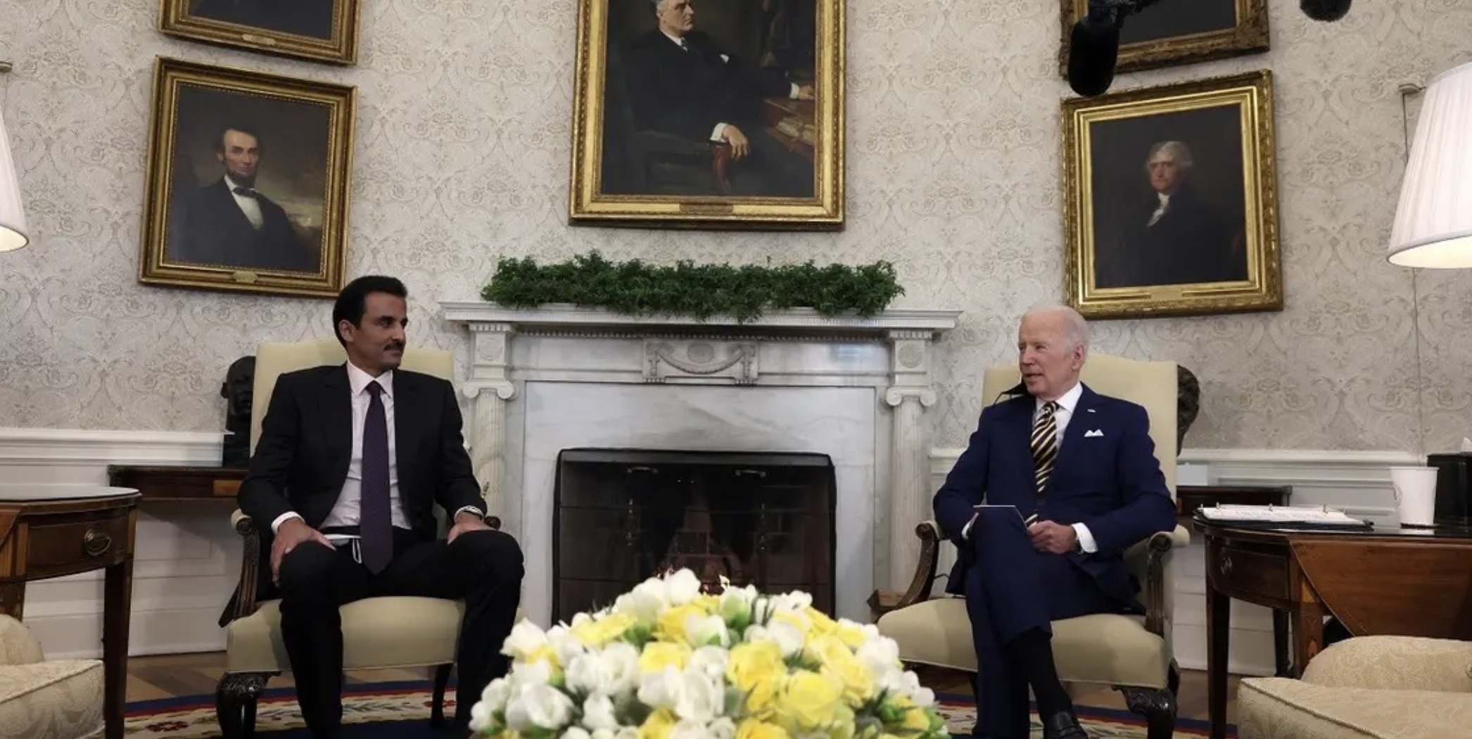 Biden and Qatari Emir Tamim bin Hamad al-Thani