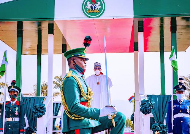 Buhari at the wreath-laying ceremony in Abuja