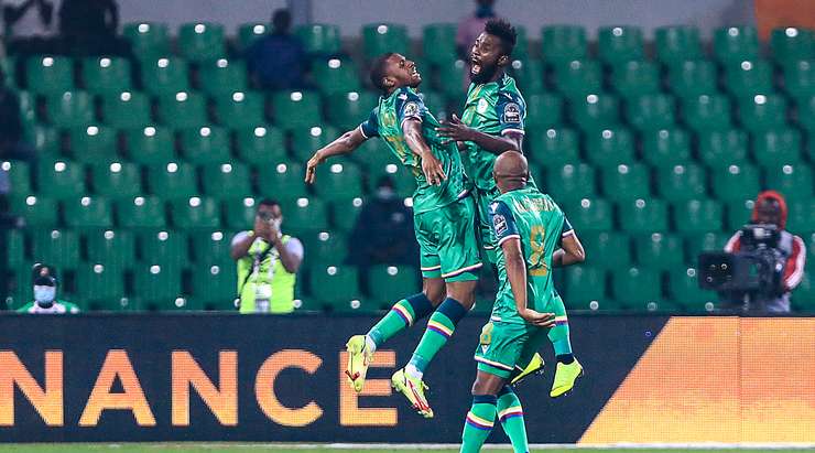 Comoros players celebrate their win