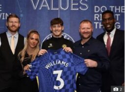 Dylan Williams with Chelsea FC officials