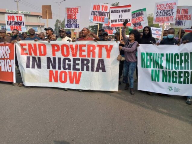 End Hardship in Nigeria protesters in Benin, Edo State protesting planned hike in petrol price  on Friday