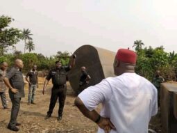 Chidi Lloyd, chairman of Emuoha LG of Rivers at the site of  illegal refinery