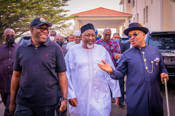 Governors Fayemi, Badaru and Emmanuel at Ekiti State Government House of Thursday