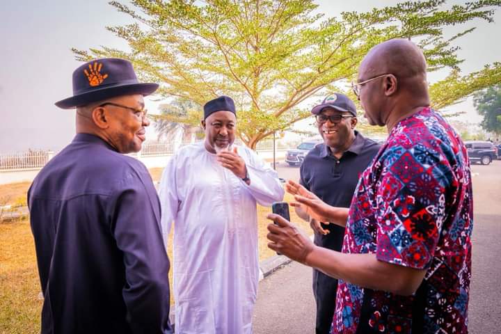 Governors Emmanuel Udom, Abubakar Badaru, Fayemi and Fayose at Ekiti State Government house on Thursday morning