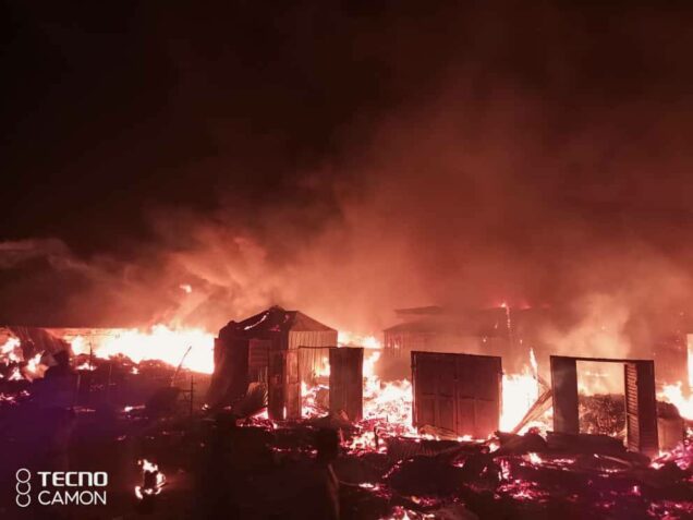 Fire rages in Mokwa market early today