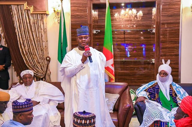 Governor Bello with Sheikh Niasse, left and Sanusi Lamido