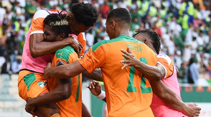 Ivory Coast players celebrate their victory
