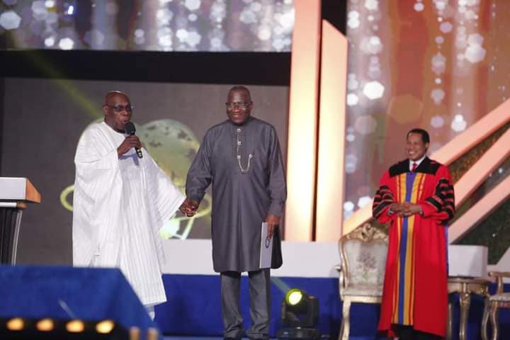 The two former presidents with Pastor Chris Oyakhilome