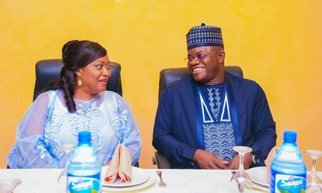 Liberia’s Vice-President Jewel Taylor and Gov. Yahaya Bello of Kogi at their meeting in Abuja on Sunday