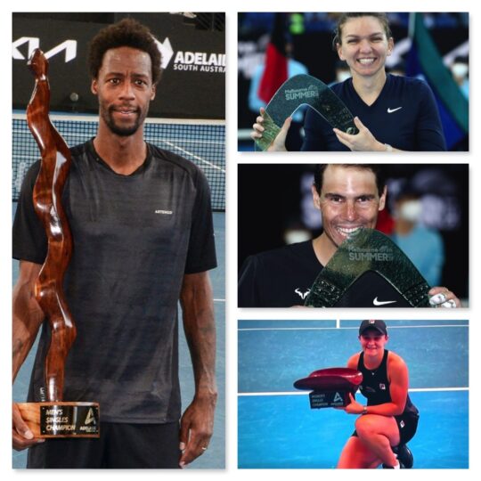 Monfils, Halep, Nadal and Barty, all winners