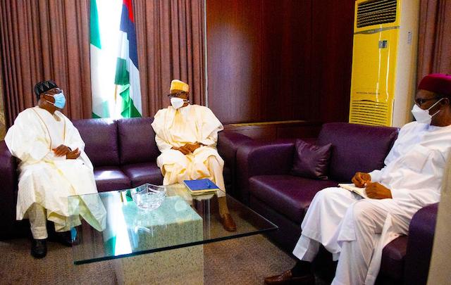 NIA DG, Ahmed Rufai witness the conversation between Buhari and Boni Yayi