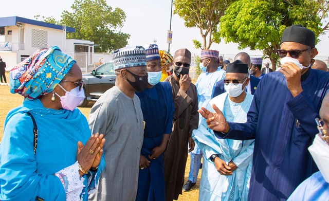 The president, shortly before leaving Kaduna