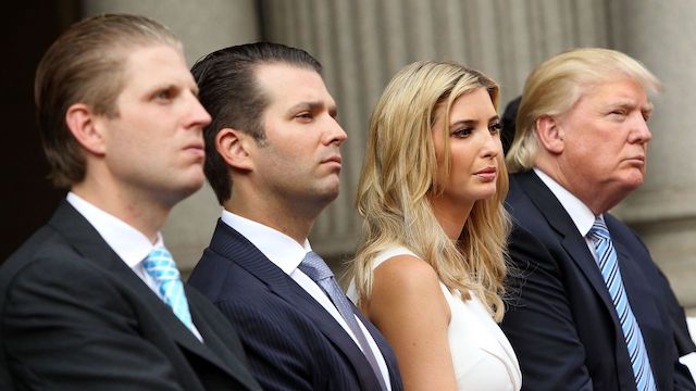 R-L, Trump, Ivanka and Trump Jr.