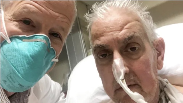 Receiver of the pig heart David Bennett and Dr Bartley Grifith. Photo ITV