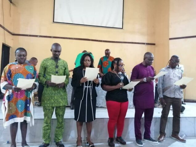 Members of Stanley Job Stanley led new executive of Rivers NUJ being sworn into office
