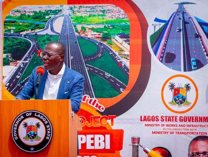 Sanwo-Olu at the flag-off of the Opebi-Ojota link bridges and roads in Lagos