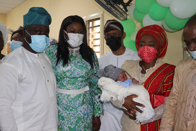 Sanwo-Olu with one of the babies