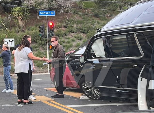 Schwarzenegger at the accident scene in Los Angeles
