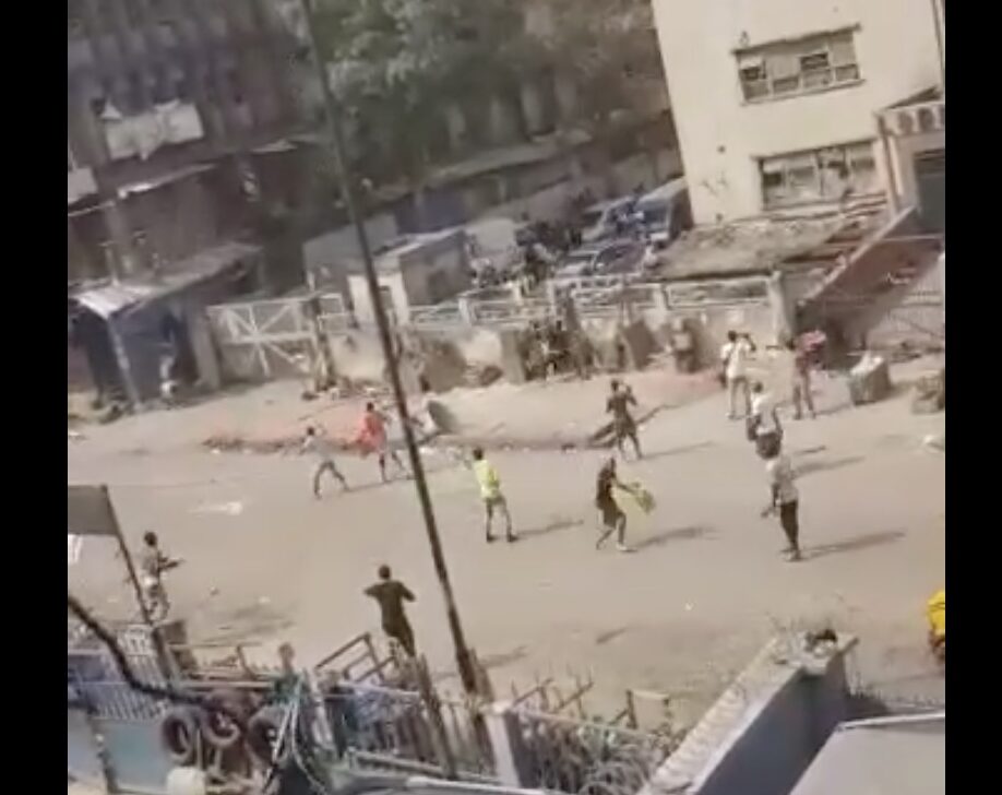 Screenshot of NURTW thugs in a deserted Idumota on Friday