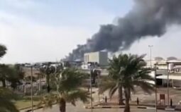 Smoke coming out of the Abu Dhabi oil facility after drone attack