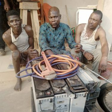 Face of thieves:The 3 suspects arrested by Police for vandalising and stealing MTN mast in Ogun